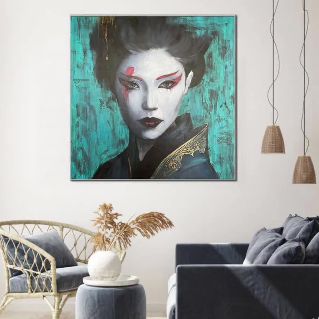 青とピンクの抽象的なキャンバスの壁アート壁装飾 - Etsy 日本